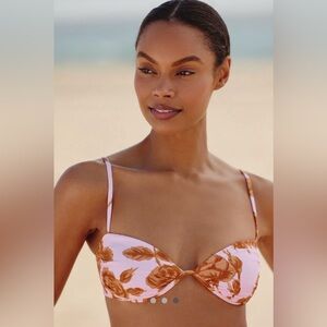 Anthropologie Seafolly Rococo Ruched Split Wire Floral Blossom Bikini Top 4 US